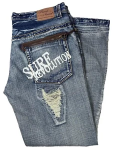 Beach Sound Surf Revolution Vintage 90s Distressed Mens 36X30 Jeans Japanese EUC - Picture 1 of 18