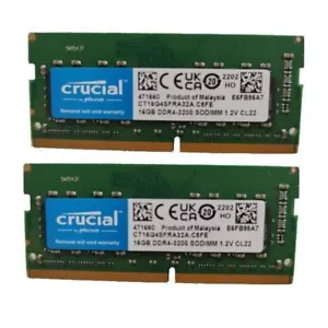 Crucial 2x16GB 1RX8 DDR4 PC4-3200 PC4-3200MHz SO-DIMM portátil memoria RAM, - Imagen 1 de 1