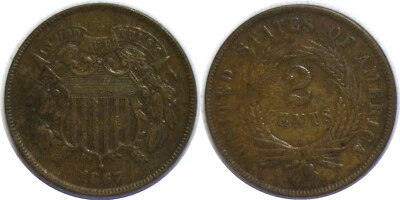 1867 2C Two-Cent Piece XF - Image 1 of 3