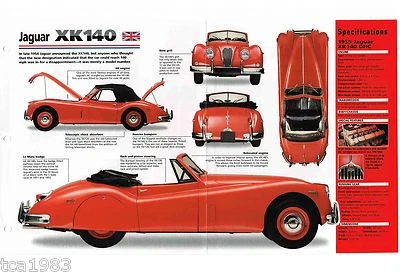 HOJA DE ESPECIFICACIONES JAGUAR XK140/XK-140/Folleto/Catálogo:1955, Foto 1 de 3