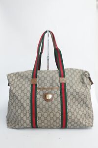 Authentic Gucci Plus Sherry Line Brown PVC Shoulder Tote Bag #12367