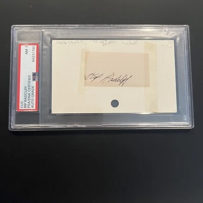 Rip Radcliff Signed Index Card Cut PSA Slabbed Graded N Mint 7 White Sox Tigers - Image 1 of 2