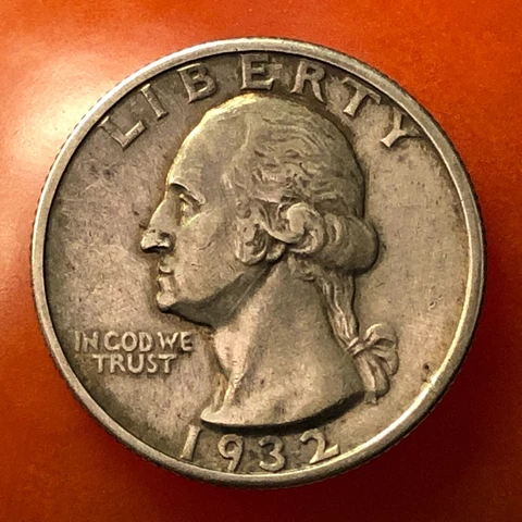 1932-S    Silver Washington Quarter in High About Uncirculated.  Exceptional Cover