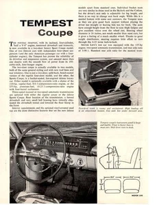 1961 PONTIAC TEMPEST COUPE ~ ORIGINAL 2-PAGE ARTICLE / AD - Picture 1 of 1