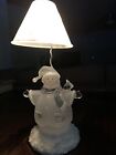 Lampe acrylique étincelante vintage bonhomme de neige 11,5 pouces blanc de travail