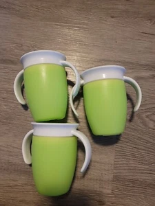 3 Munchkin 360 Trainer/ toddler Cup - Sippy Cups No spill Spill proof green 7oz - Picture 1 of 3