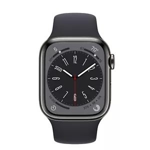 Apple Watch Series 8 Stainless Steel 41mm Cellular Graphite Black Band-Very Good - Picture 1 of 5