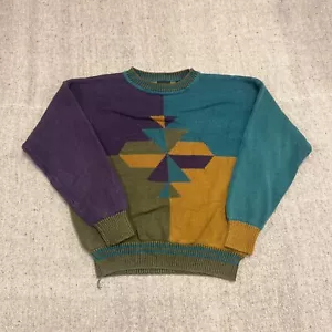 Vintage Structure Sweater Mens Large 1990s Argyle Diamond Art - Picture 1 of 8