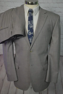Jhane Barnes Mens Brown Stripe Wool 2 Piece Suit 46R Jacket 36x31 Pant - Image 1 of 4