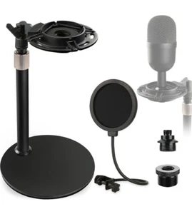 Mini Desktop Mikrofonständer mit Stoßstange und Popfilter verstellbar kompatibel  - Bild 1 von 7
