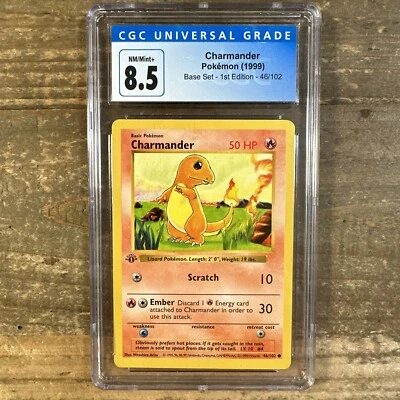 1st Edition Charmander Base Set (46/102) CGC 8.5 (Gray Stamp?) - Image 1 of 4