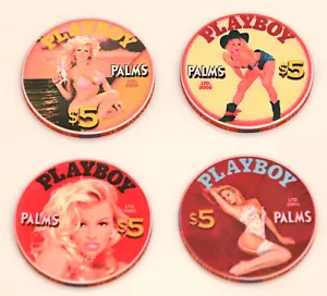 Palms Casino Chips Las Vegas Playboy Pamela Anderson $5 Unused Set of 4 - Picture 1 of 2