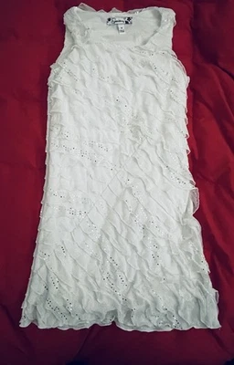 SPEECHLESS Girls RUFFLED Shimmer White DRESS Size 8 - Image 1 of 4