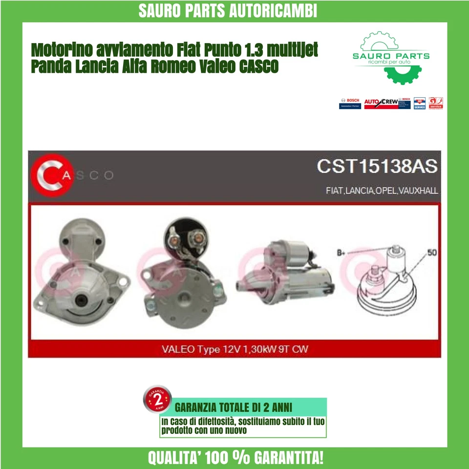 Motorino avviamento Fiat Punto 1.3 multijet Panda Lancia Alfa Romeo CST15138AS - Immagine 1 di 1
