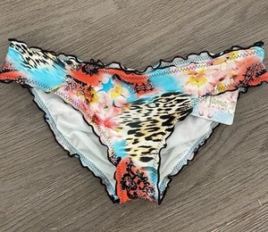 Luli Fama Bikini Swim Bottom L La Isla Bonita Full Ruched Back NWT Multicolor - Picture 1 of 5