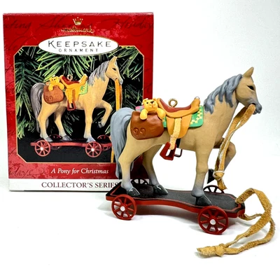 1999 Hallmark - A PONY for CHRISTMAS #2 - Horse & Teddy Bear - Xmas Ornament - Image 1 of 4