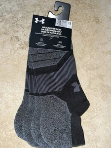 NWT UNDER ARMOUR 2 Pk Elevated Golf Cushioned No-Show Tab Socks Black Lg 8.5-13 - Picture 1 of 2