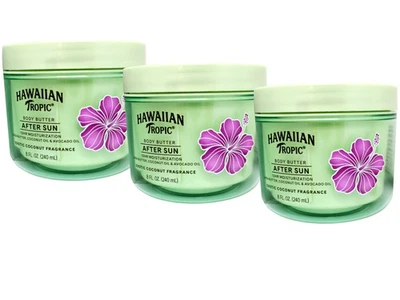 Paquete de 3 manteca corporal Hawaiian Tropic After Sun 12 horas hidratación 8 FL OZ Foto 1 de 4