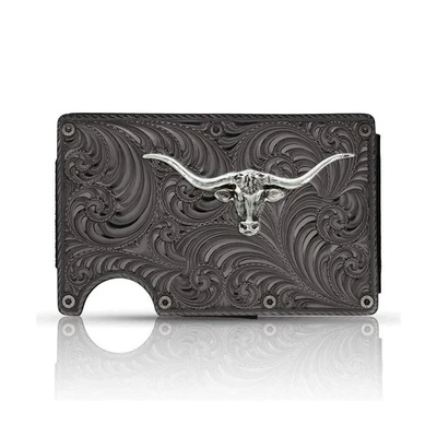 Montana Silversmiths Western Themed Credit Card and Cash Case (Longhorn - Gun... - Image 1 of 4