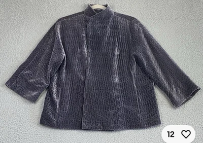 Eileen Fisher gray velvet lined jacket urban chic Lagenlook size 2X - Image 1 of 4