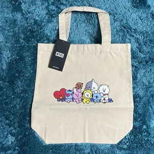 BTS BT21 Tote Bag Line Friends Koya Rj Shooky Mang Chimmy Tata Cooky Van White - Picture 1 of 13