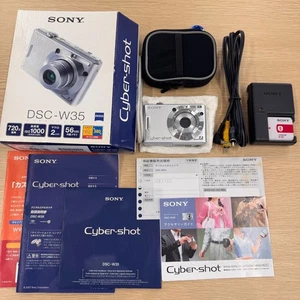SONY Cyber-shot DSC-W35 Silver 7.2MP Digital Camera Japanese language only - Picture 1 of 19