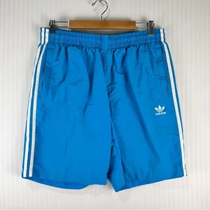 Adidas Sky Blue Swim Shorts White Stripes Men Size X-Large XL Mesh Lined Trunks - Picture 1 of 6