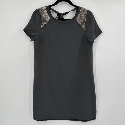 Madewell платье женщин маленький серый шелк бисером плечи открытый назад стиль B6453 - Изображение 1 из 4