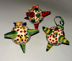 Colorful Ceramic Piñata Ornaments from Mexico Set Of 3 Fiery Piñatas - Picture 1 of 10