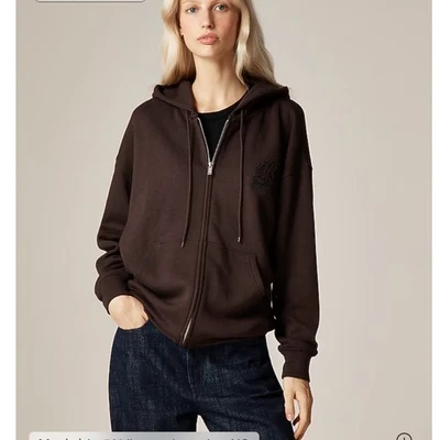 Sudadera con Capucha Alex Eagle X J Crew Buceo Cremallera Completa Talla Pequeña Marrón Deportiva Foto 1 de 4