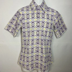 VTG 60s 70s Sears Kings Road Shirt MOD Disco Rockabilly Button Mens Small White - Picture 1 of 9