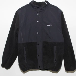 Obey Polar Fleece Lined Jacket Black Size M - Picture 1 of 12