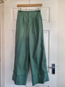 Pantalón Moussy verde cintura alta pierna ancha a medida talla lisa 0 25" cintura - Imagen 1 de 4