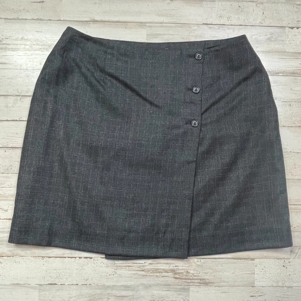 Saia INC preta xadrez carvão 100% lã envoltório curto forrado tamanho 12 C101976 - Imagem 1 de 4