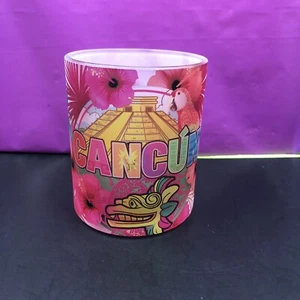 Cancun Frosted Glass Coffee Mug Cup Island Colors Parrott Dragon - Picture 1 of 6