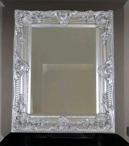 Espejo barroco espejo de pared marco plata antiguo espejo de baño 44 cm x 54 cm madera nuevo - Imagen 1 de 4