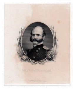 American BNC 'Maj. Gen. Burnside' Portrait Proof India on Card Intaglio 1800s - Picture 1 of 3