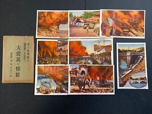 Japan Vintage Postcard 1923 TOKYO Great Kanto Earthquake Fire Scene, Lot of 8