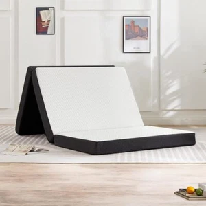 3" Tri-Fold Memory Foam Mattress Foldable Mattress Topper with Washable Cover - Picture 1 of 41