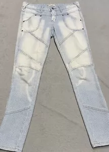Free People Pants Size 28 Blue Railroad Stripes Pin Moto Utility Stretch 31x28 - Picture 1 of 12