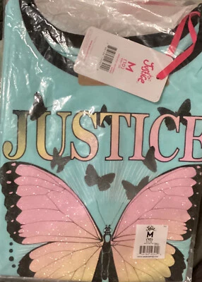 Justice Girls Top Aqua 10 Pullover Short Sleeve Butterfly Graphic Logo - Изображение 1 из 4