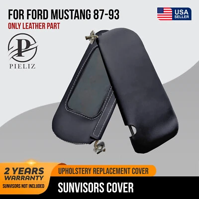 Sunvisors Cover PVC Synthetic Leather For Ford Mustang 1987-1993 White Stitch - Изображение 1 из 4