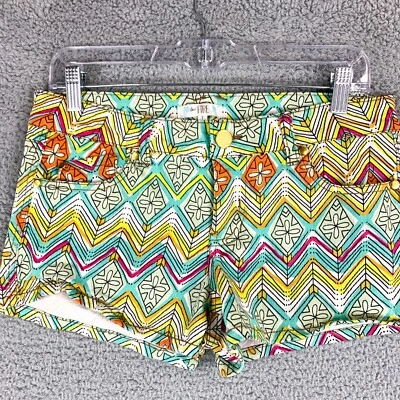 Love Fire Shorts Junior 7 Multicolor Graphic Print 5 Pocket Casual Beach Hippie - Image 1 of 4