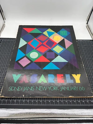 1966 Sidney Janis para Victor Vasarely pôster de exposição Nova York a bordo - Imagem 1 de 4