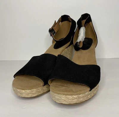 Style & Co Espadrille Wedge Ankle Strap Sandals Women Size 7 1/2M Black - Image 1 of 4