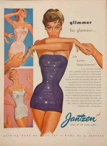 1954 Vintage, Jantzen Sun Clothes Print Ad, Fishing Cartoon - Picture 1 of 1