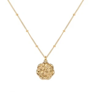18ct Gold-Plated Circle Flower Pendant Necklace (18 inches) - Picture 1 of 3