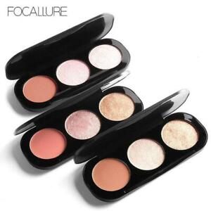 TRIPLE COLOUR BLUSH AND HIGHLIGHTER PALETTE Quality Face Makeup Bronzer Blusher