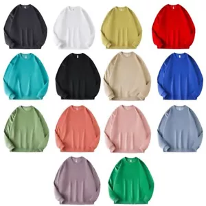 Free Custom Adult Unisex Men's Basic Plain Sweatshirt Pullover Jumper 14 colors - Picture 1 of 32