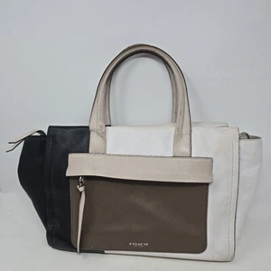 Coach 30150 Leather Bleecker Riley carry all Color block Satchel Tote - Picture 1 of 10